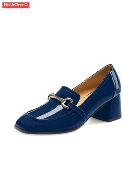 Chunky Block Heel Pumps Square Toe Slip On Loafers Party Wedding Work